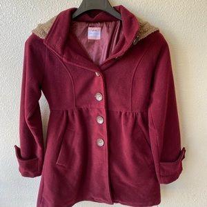 Maroon Peacoat with hood